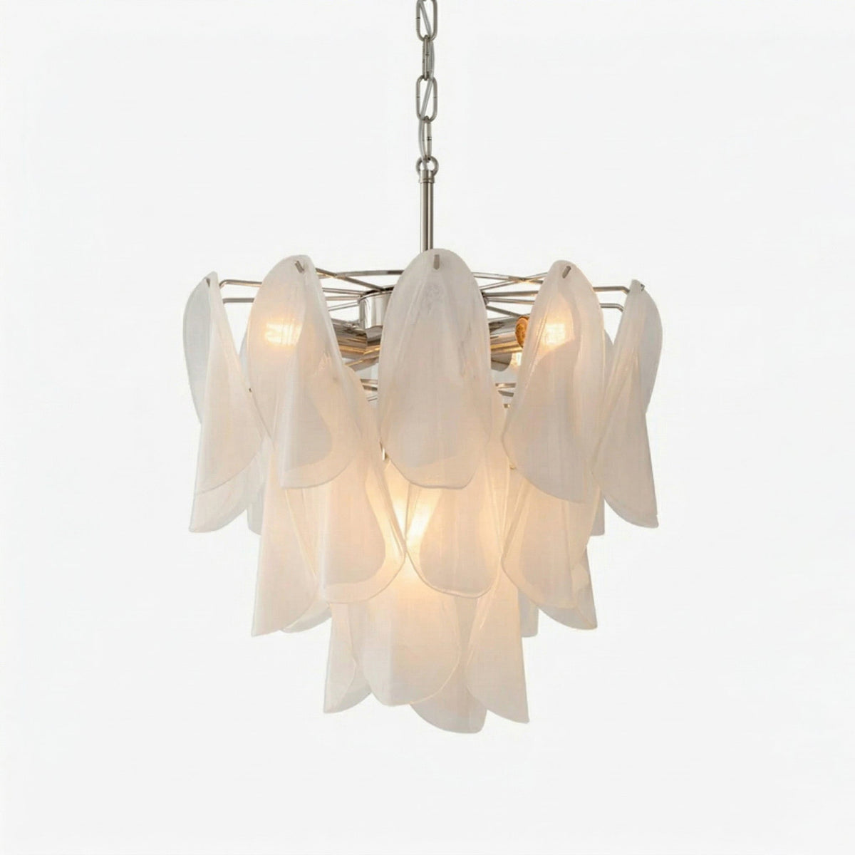 Fuchsia Murano Glass Chandelier with Gold or Chrome Patina Finish