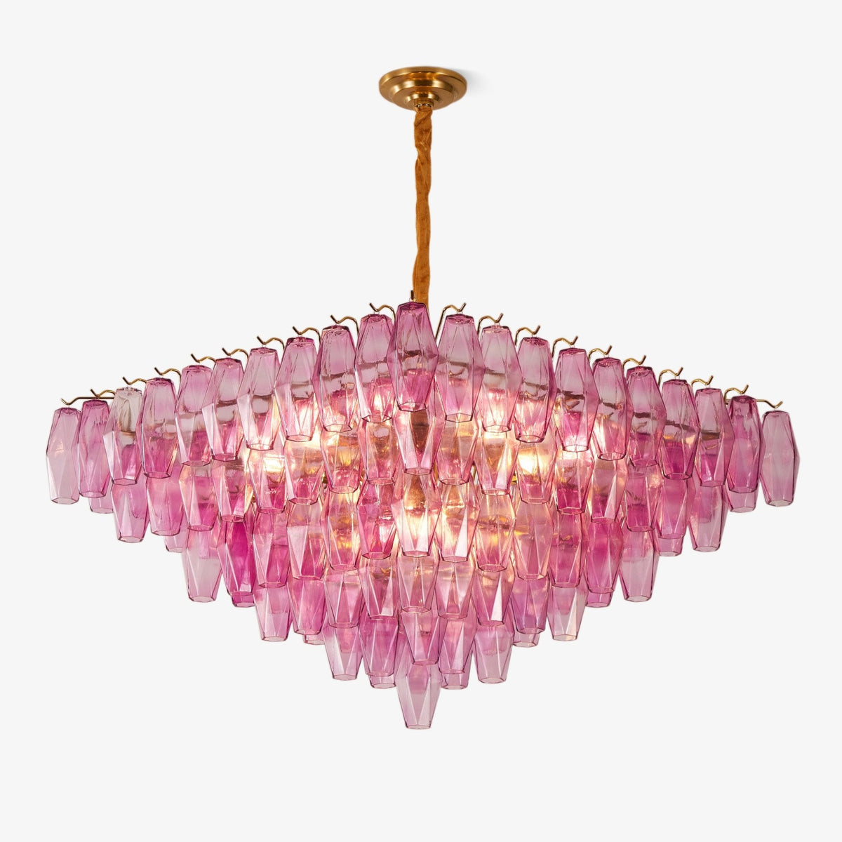 Fuchsia Prism Empire Chandelier – Hand-Blown Glass Pendant Light