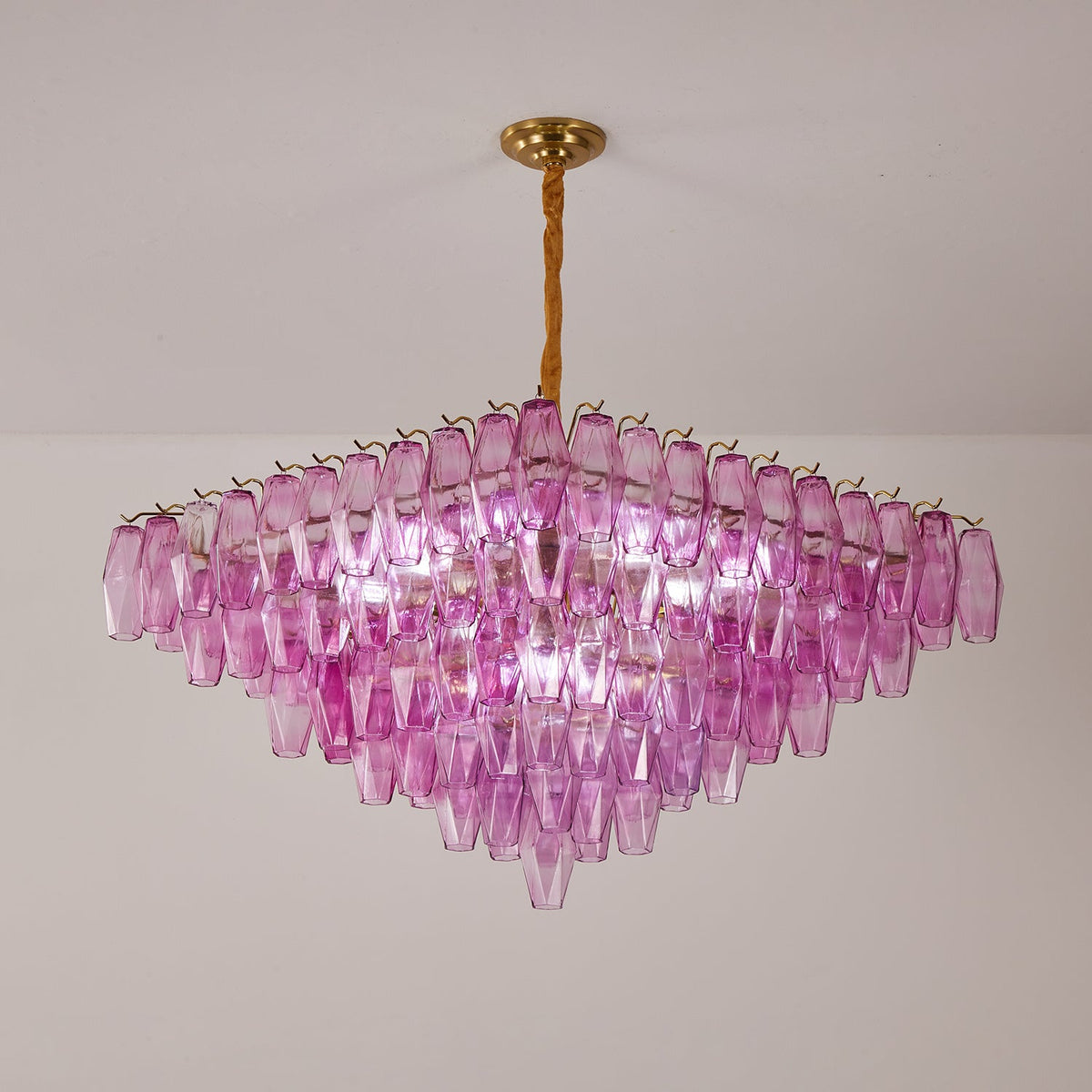 Fuchsia Prism Empire Chandelier – Hand-Blown Glass Pendant Light