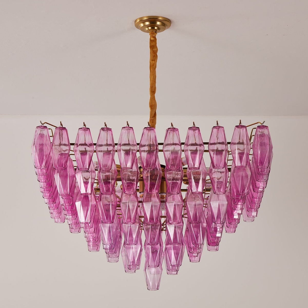 Fuchsia Prism Empire Chandelier – Hand-Blown Glass Pendant Light