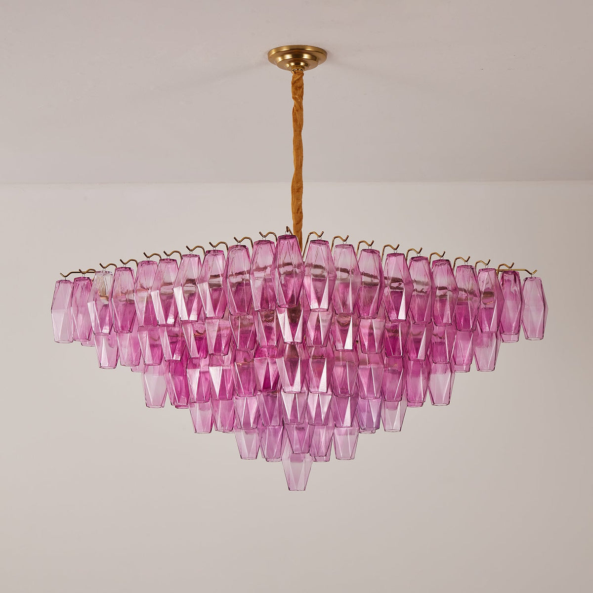 Fuchsia Prism Empire Chandelier – Hand-Blown Glass Pendant Light