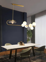 Fulesi Modern Glass Ball Linear Chandelier for Dining Room, Gold Finish