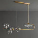 Fulesi Modern Glass Ball Linear Chandelier for Dining Room, Gold Finish