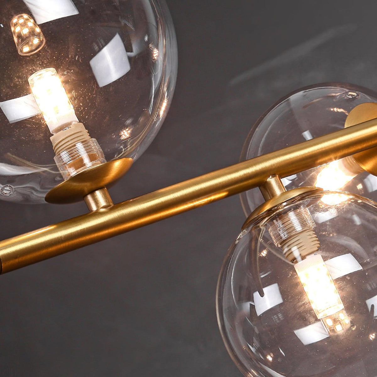 Fulesi Modern Glass Ball Linear Chandelier for Dining Room, Gold Finish