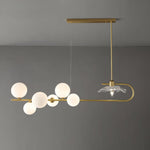Fulesi Modern Glass Ball Linear Chandelier for Dining Room, Gold Finish