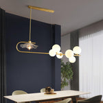 Fulesi Modern Glass Ball Linear Chandelier for Dining Room, Gold Finish