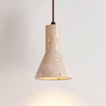 Funnel Travertine Pendant Light – Natural Stone Modern Hanging Lamp