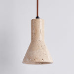 Funnel Travertine Pendant Light – Natural Stone Modern Hanging Lamp