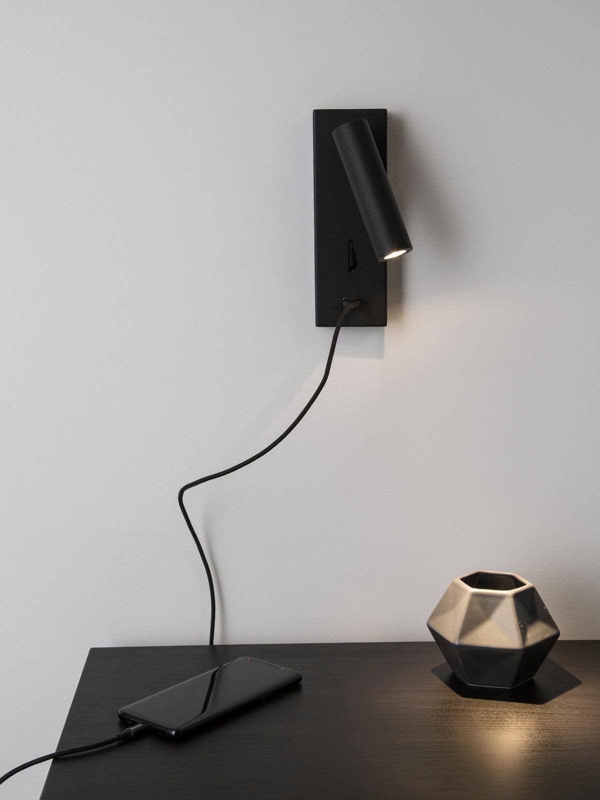 Fuse LED Wall Sconce with USB Charging Port for Bedside and Hallway