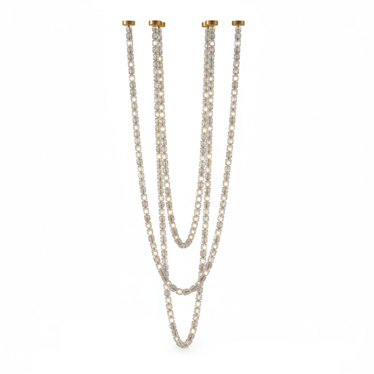 Gabriel Gold Crystal Chandelier – Sculptural LED Pendant for Modern Interiors