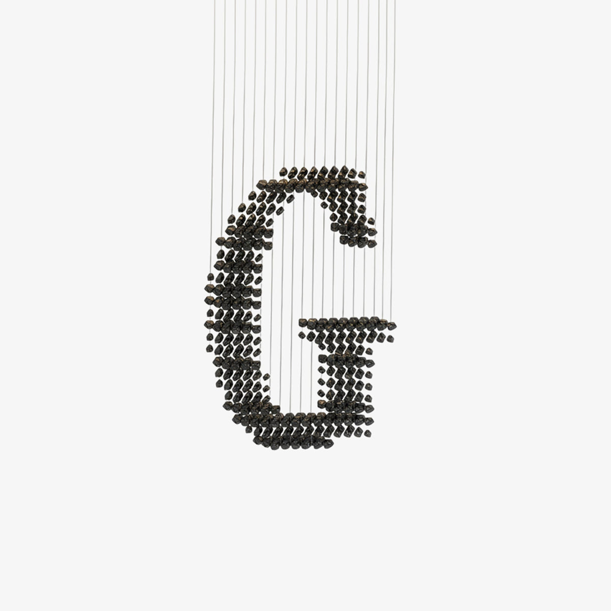 Charcoal Sculptural Chandelier G | Handcrafted Stone LED Pendant for Modern Interiors