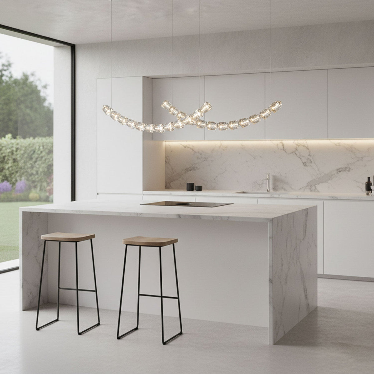 Gabriel Curved LED Chandelier — Customizable Modern Statement Light