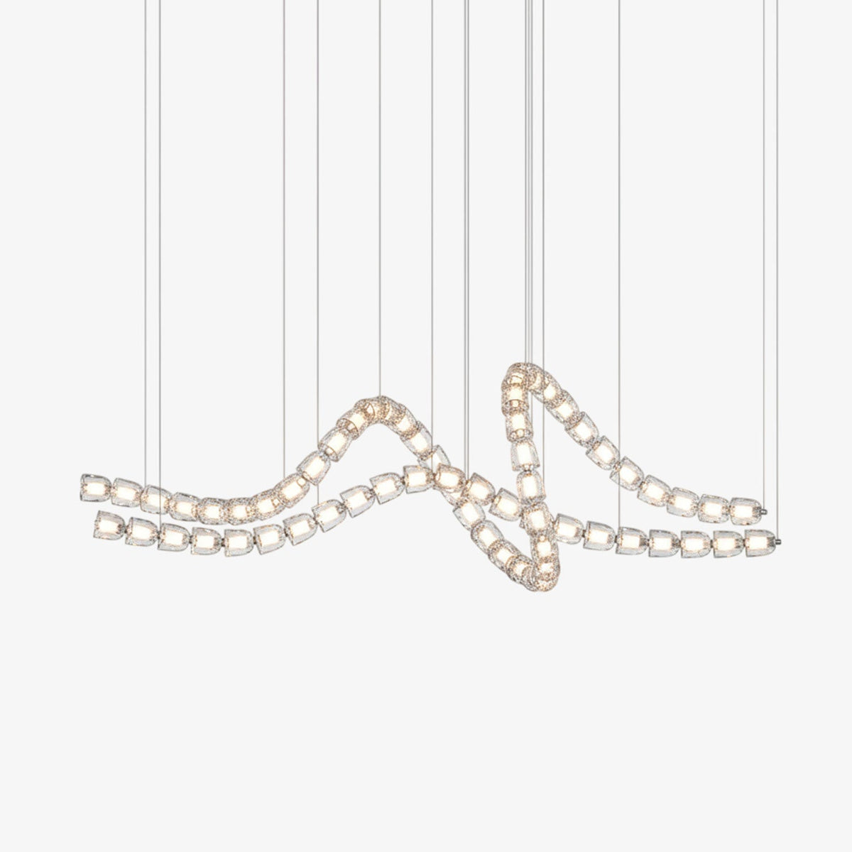 Gabriel Waveform LED Chandelier – Linear Crystal Arc for Modern Interiors