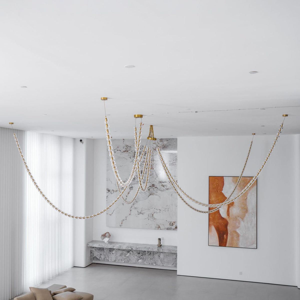 Gabriel Gold Crystal Chandelier – Sculptural LED Pendant for Modern Interiors