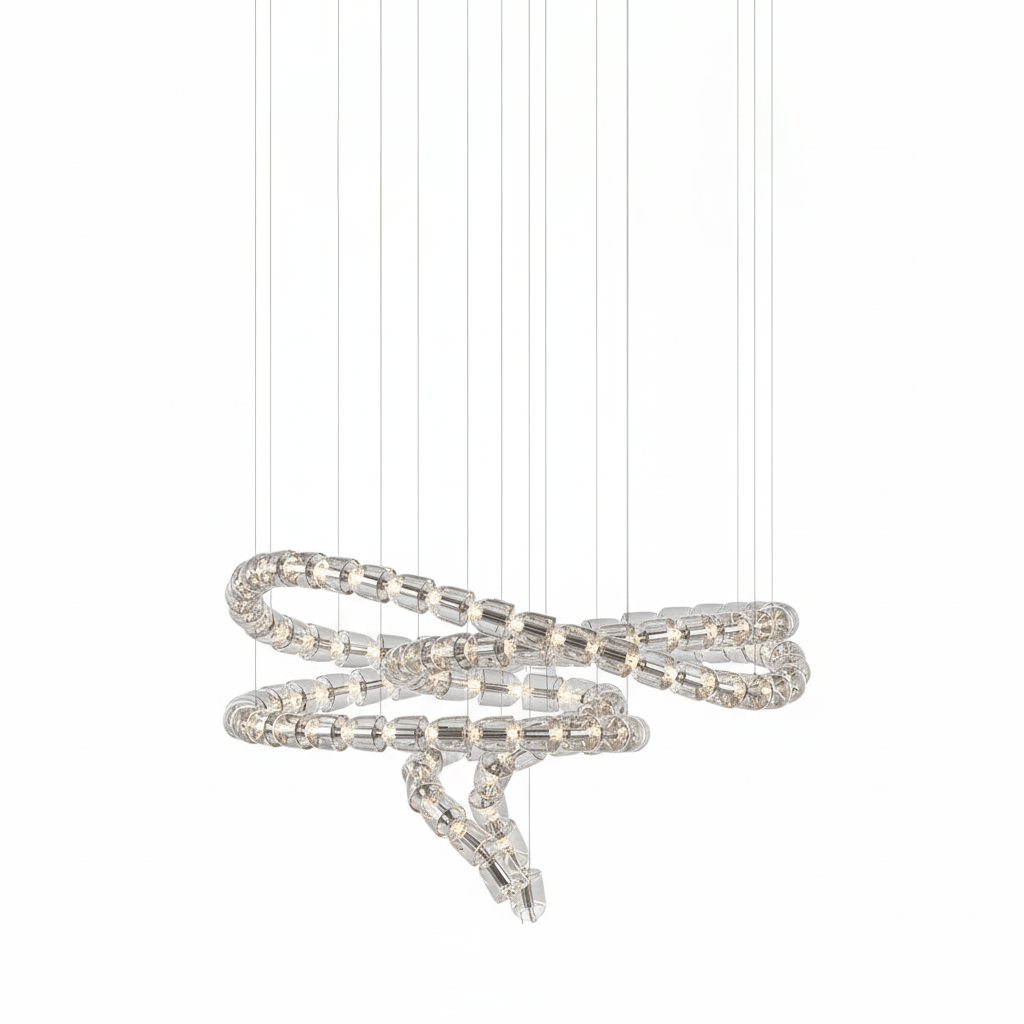 Gabriel Spiral LED Chandelier — Modern Sculptural Pendant Light for Luxury Interiors