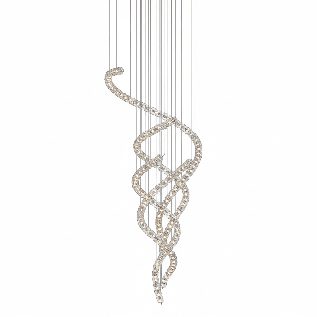 Gabriel Spiral LED Chandelier — Modern Sculptural Pendant Light for Luxury Interiors