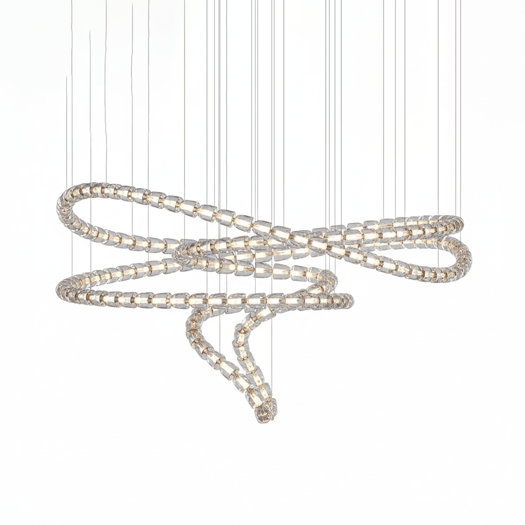Gabriel Spiral LED Chandelier — Modern Sculptural Pendant Light for Luxury Interiors