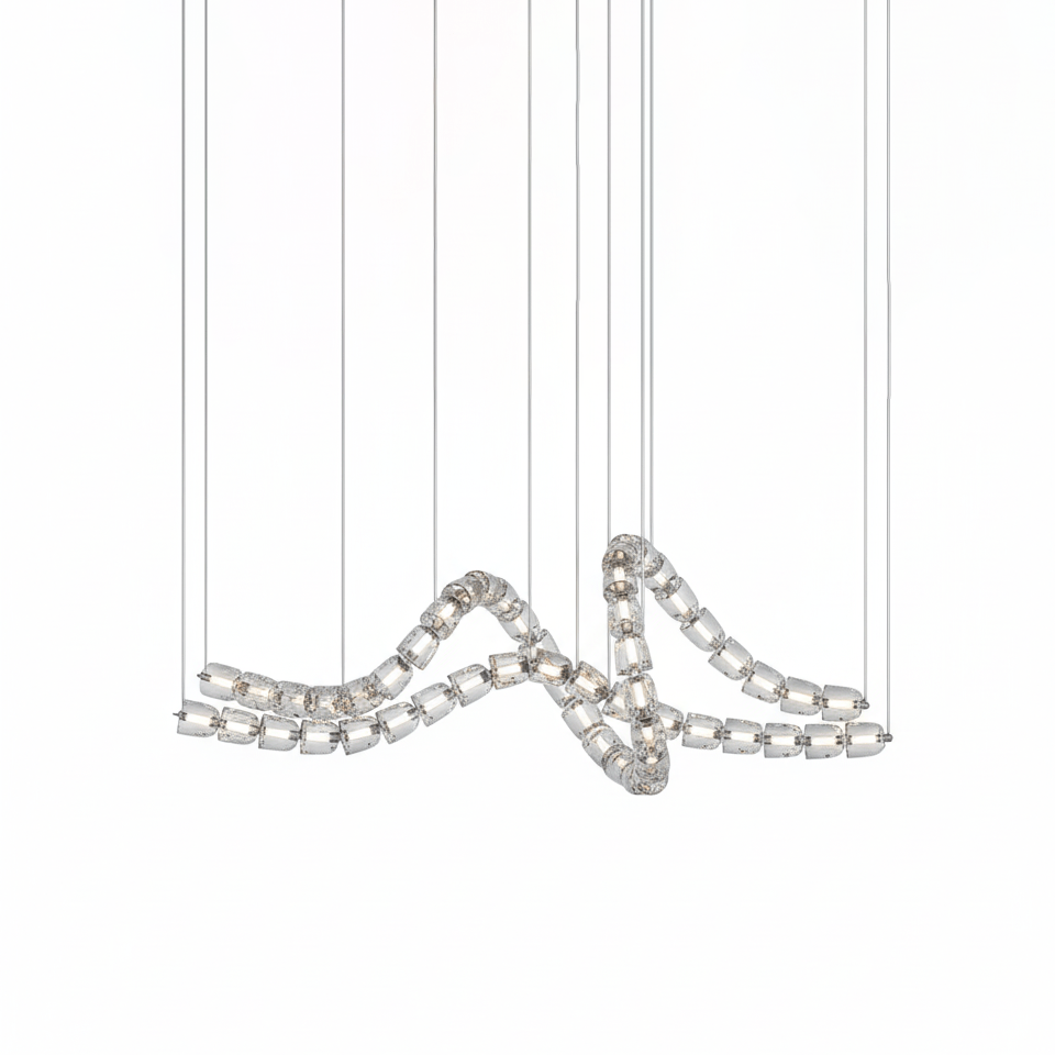 Gabriel Waveform LED Chandelier – Linear Crystal Arc for Modern Interiors