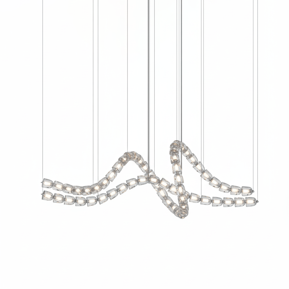 Gabriel Waveform LED Chandelier – Linear Crystal Arc for Modern Interiors