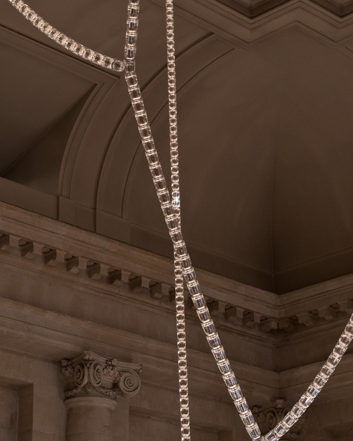 Gabriel Gold Crystal Chandelier – Sculptural LED Pendant for Modern Interiors