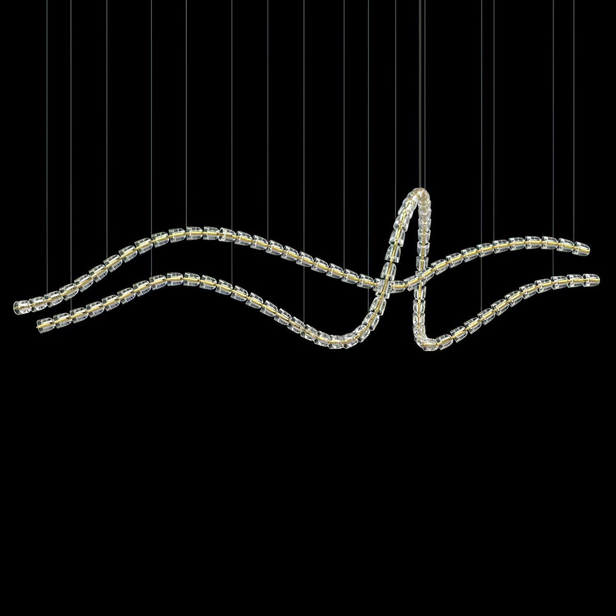 Gabriel Wave LED Chandelier – Sculptural Crystal Acrylic Pendant Light