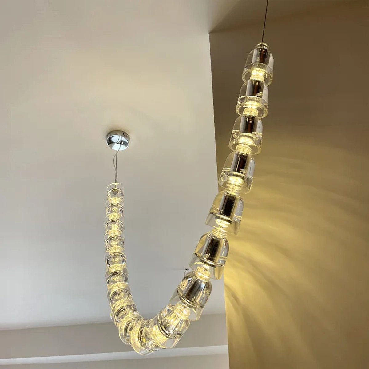 Gabriel Gold Crystal Chandelier – Sculptural LED Pendant for Modern Interiors