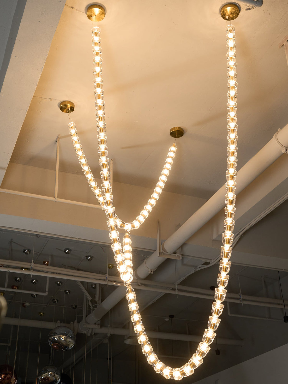 Gabriel Gold Crystal Chandelier – Sculptural LED Pendant for Modern Interiors