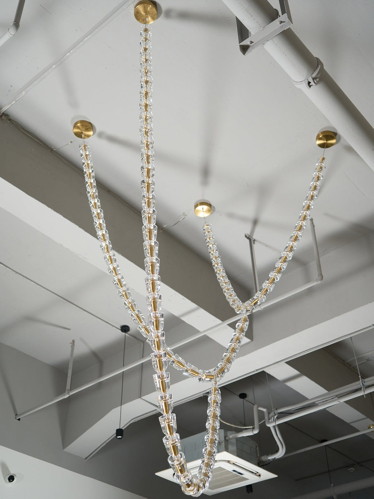 Gabriel Gold Crystal Chandelier – Sculptural LED Pendant for Modern Interiors