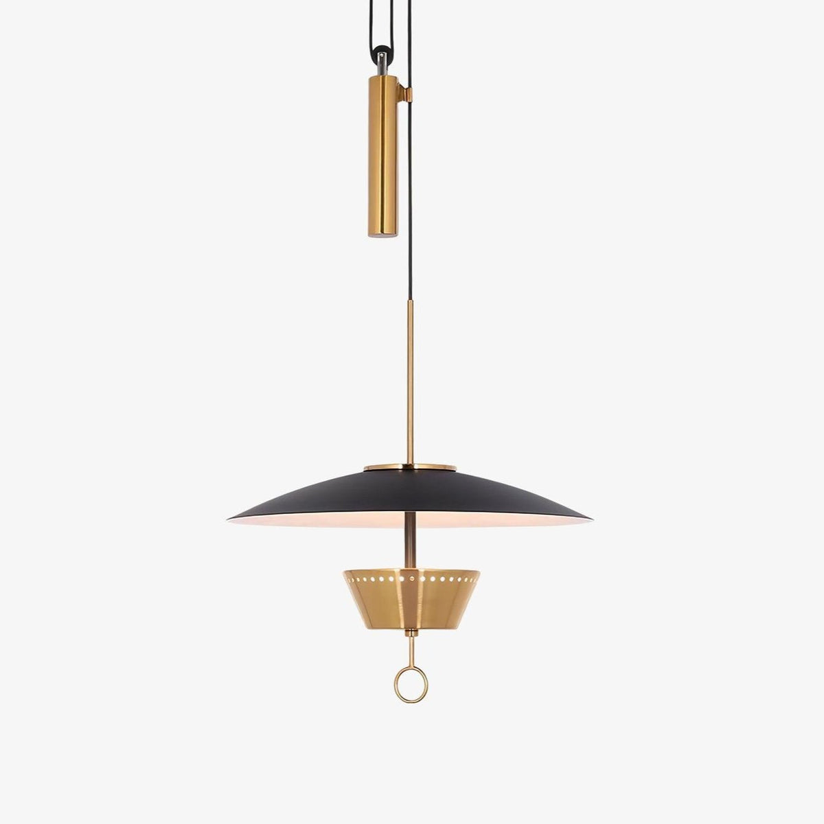 Gaetano Modern LED Pendant Light with Acrylic Shade in Black or Gold