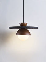 Gaia Orbit Pendant Light in Walnut, Travertine & Opal Glass