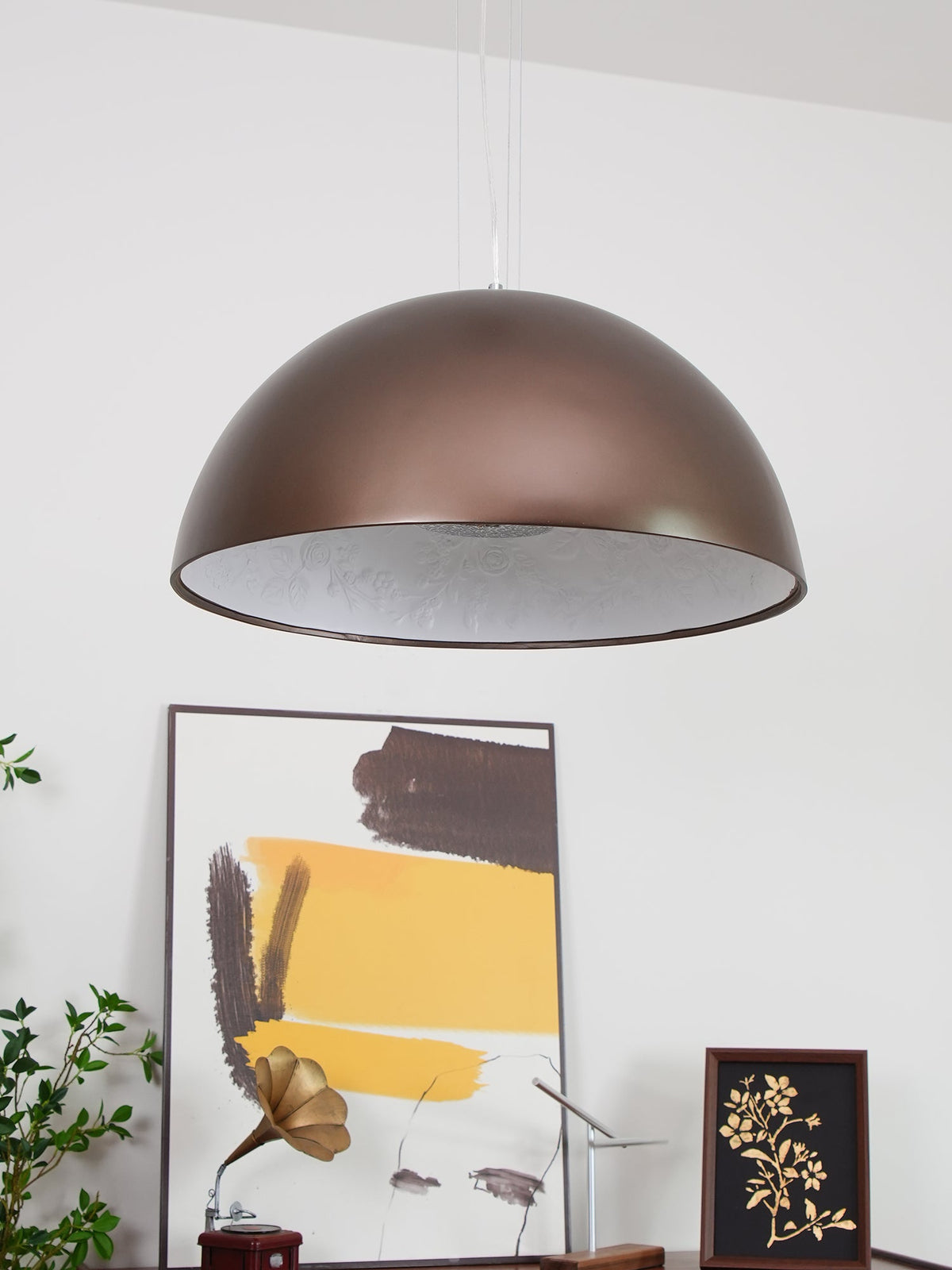 Hemisfera Plaster Pendant Light — Designer Hemisphere Suspension Lamp