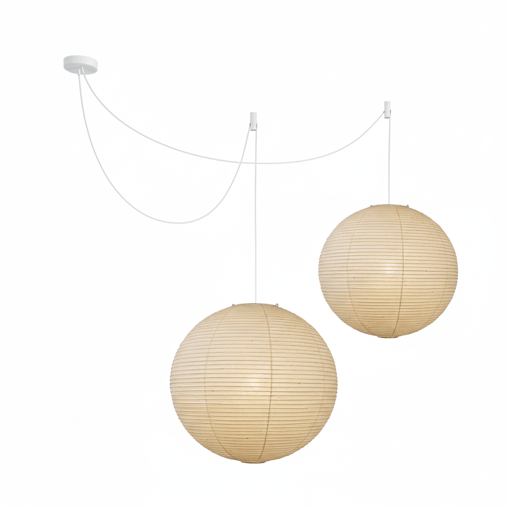 Handmade Mulberry Paper Pendant Light – Mid-Century Modern Washi Shade