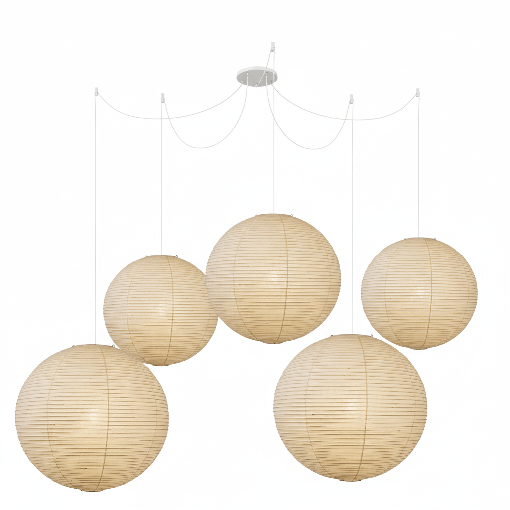 Handmade Mulberry Paper Pendant Light – Mid-Century Modern Washi Shade