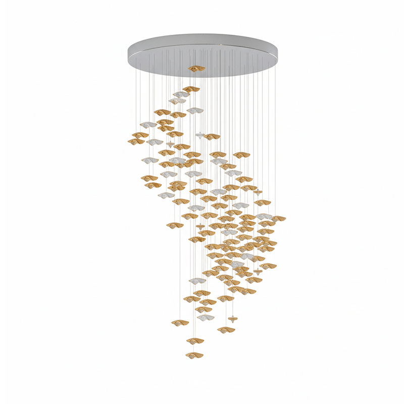 Tidal Art Glass Chandelier – Modern Cascading LED Pendant Light