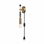 Toam Plug-In Wall Sconce with Marble and Brass Accents