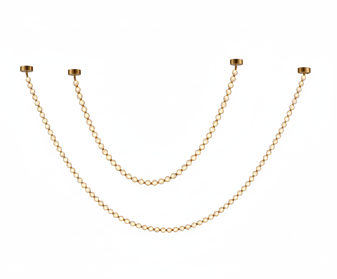 Alabaster Pearl Necklace Chandelier — Cascading Beaded LED Pendant Light
