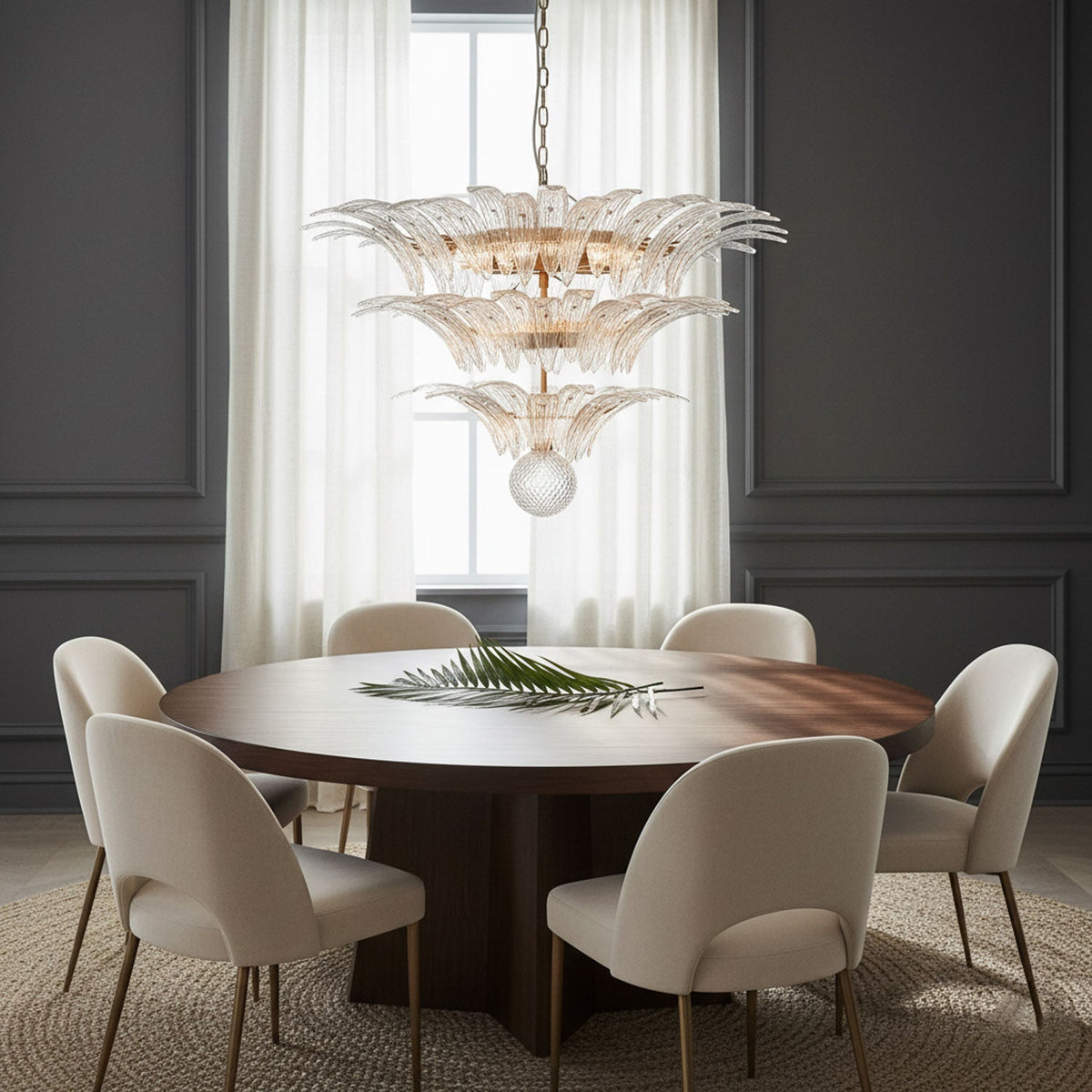 Palm Grove Glass Chandelier – Handcrafted Murano-Style Pendant Light for Dining & Living Rooms