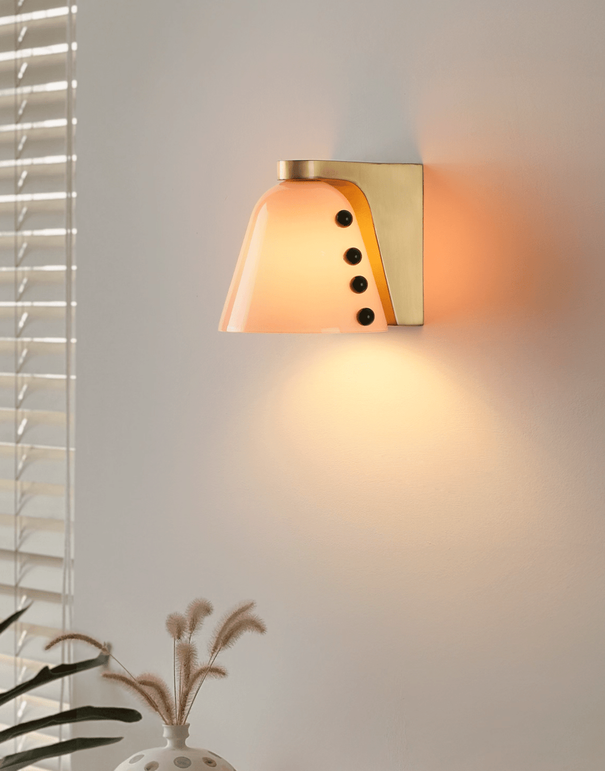 Gemma Glass Wall Sconce in Gold with Hand-Blown Art Glass Shade