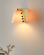 Gemma Glass Wall Sconce in Gold with Hand-Blown Art Glass Shade