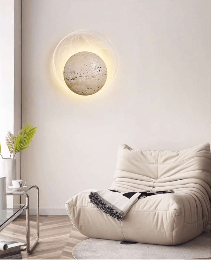 Genesis Travertine Wall Sconce | Natural Stone LED Wall Light