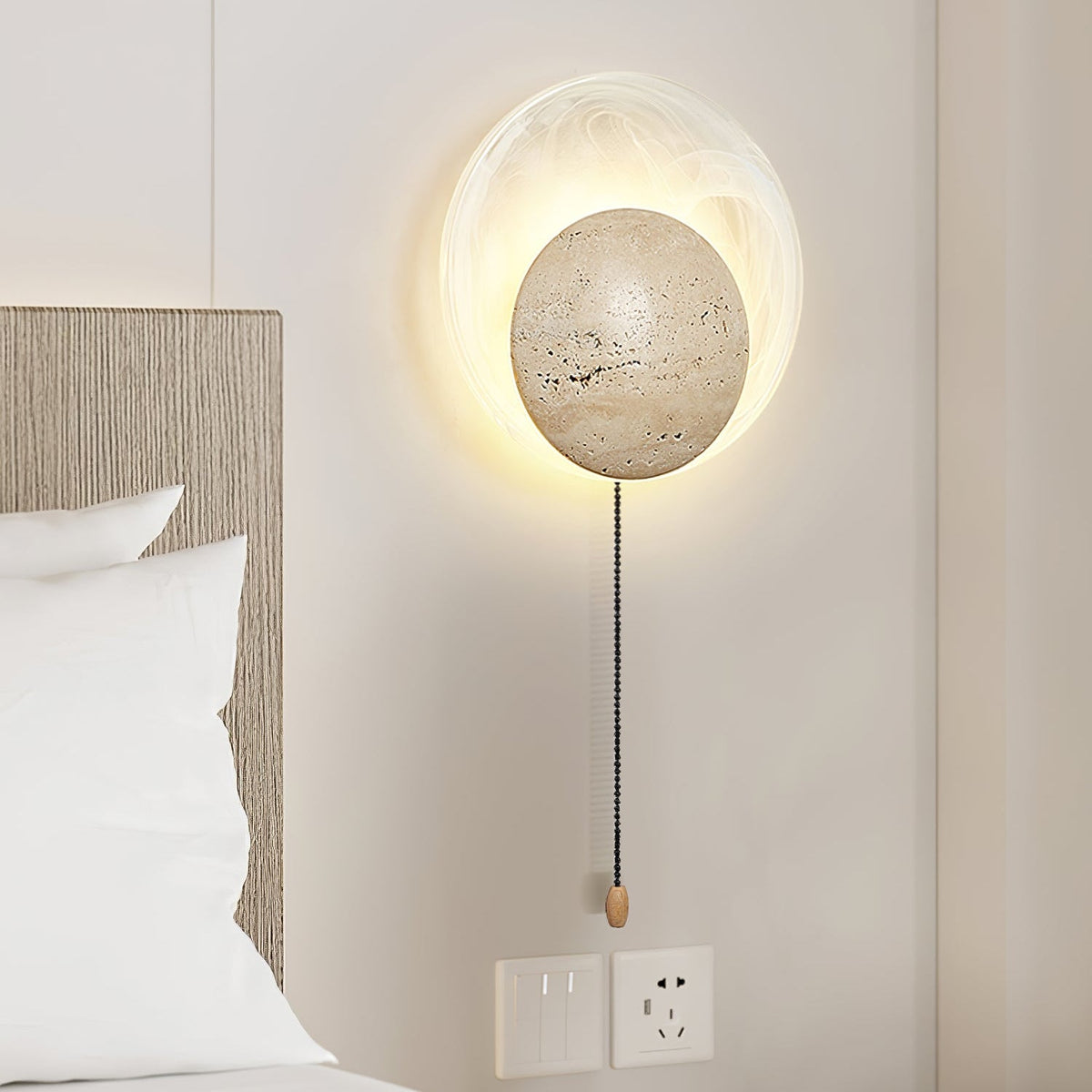 Genesis Travertine Wall Sconce | Natural Stone LED Wall Light