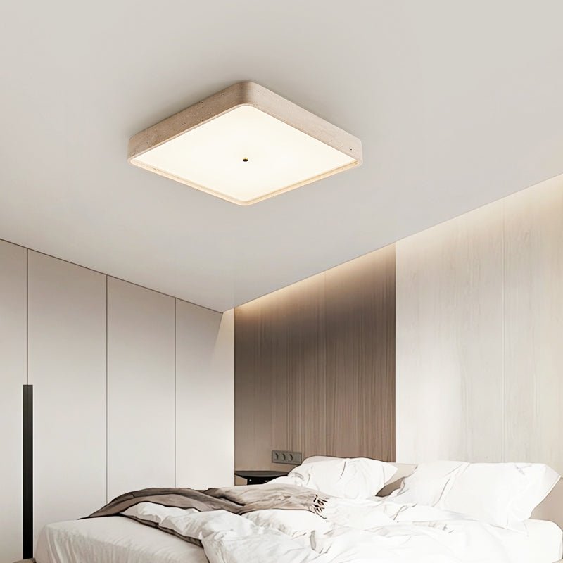 Geo Travertine Square LED Flush Mount Ceiling Light in Natural Stone