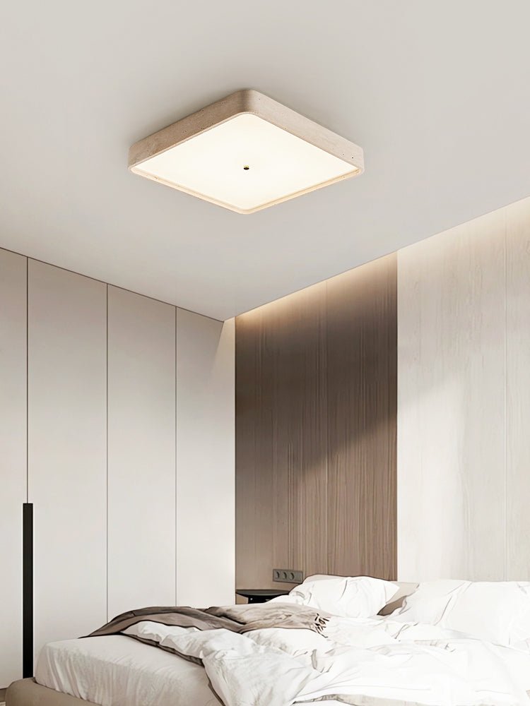Geo Travertine Square LED Flush Mount Ceiling Light in Natural Stone