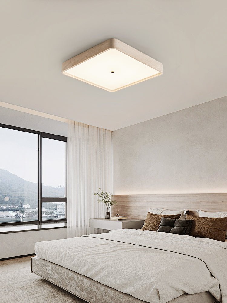Geo Travertine Square LED Flush Mount Ceiling Light in Natural Stone