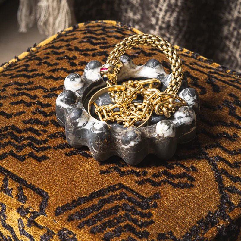 Geode Marble & Onyx Decorative Ashtray with Scalloped Edge