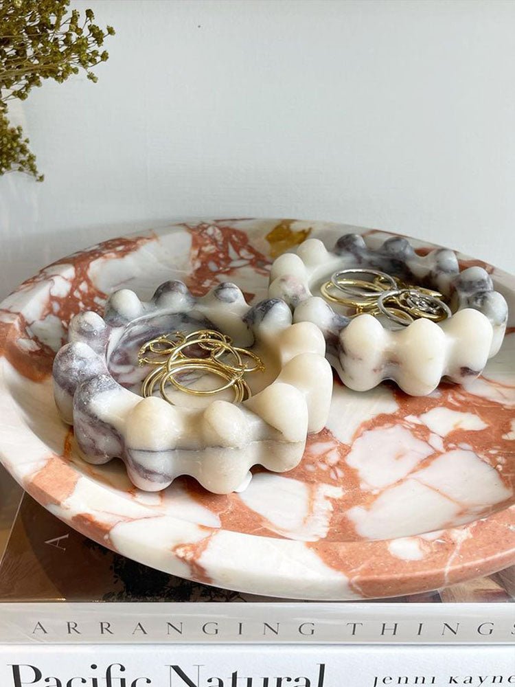 Geode Marble & Onyx Decorative Ashtray with Scalloped Edge