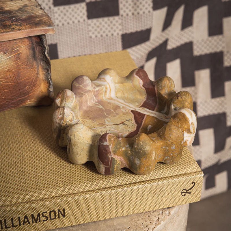 Geode Marble & Onyx Decorative Ashtray with Scalloped Edge