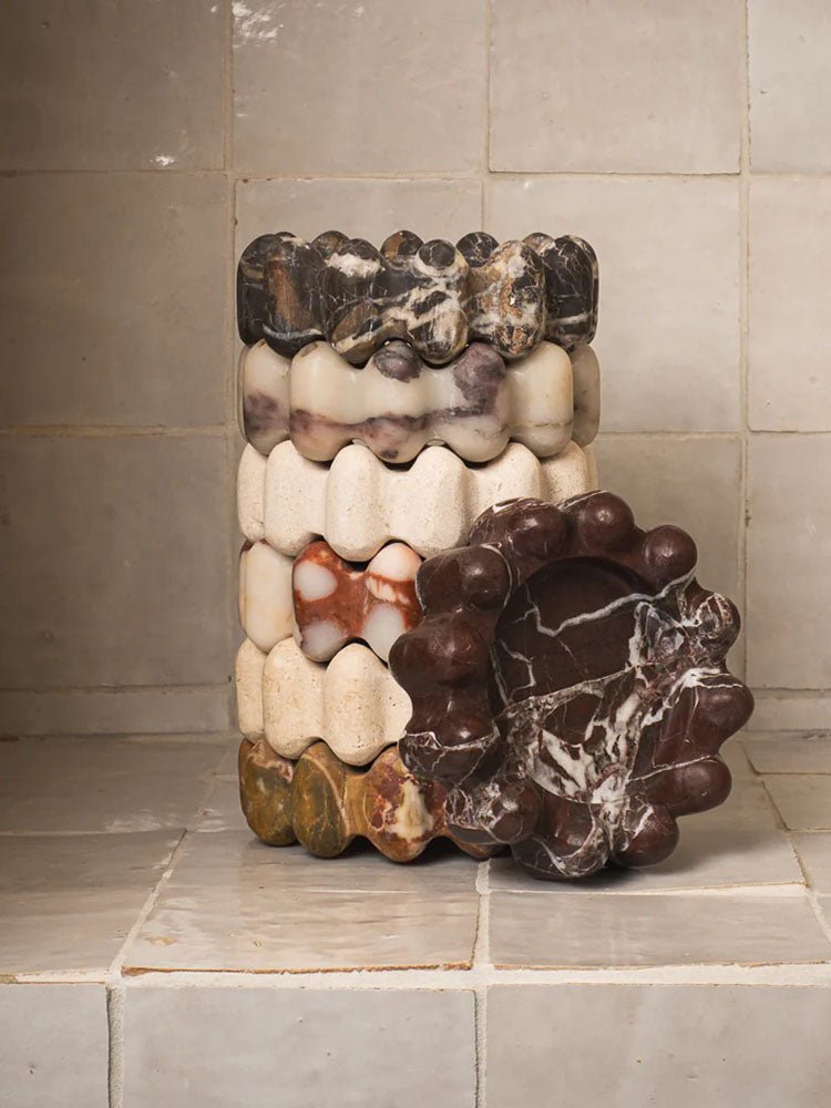 Geode Marble & Onyx Decorative Ashtray with Scalloped Edge