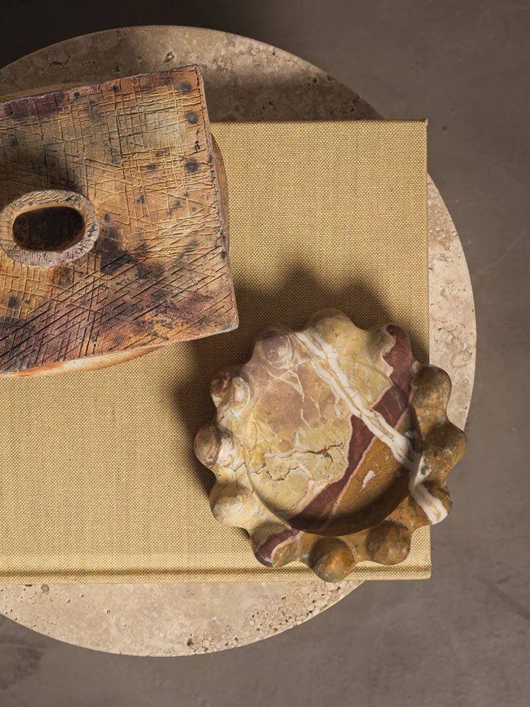 Geode Marble & Onyx Decorative Ashtray with Scalloped Edge