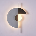 Geometric Eclipse LED Wall Sconce in Black and Grey Metal